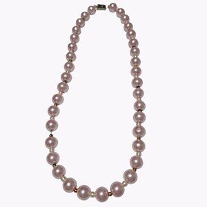 Elegant Faux Pink Pearl Choker Necklace Evening Fashion Jewelry Magnetic Clasp